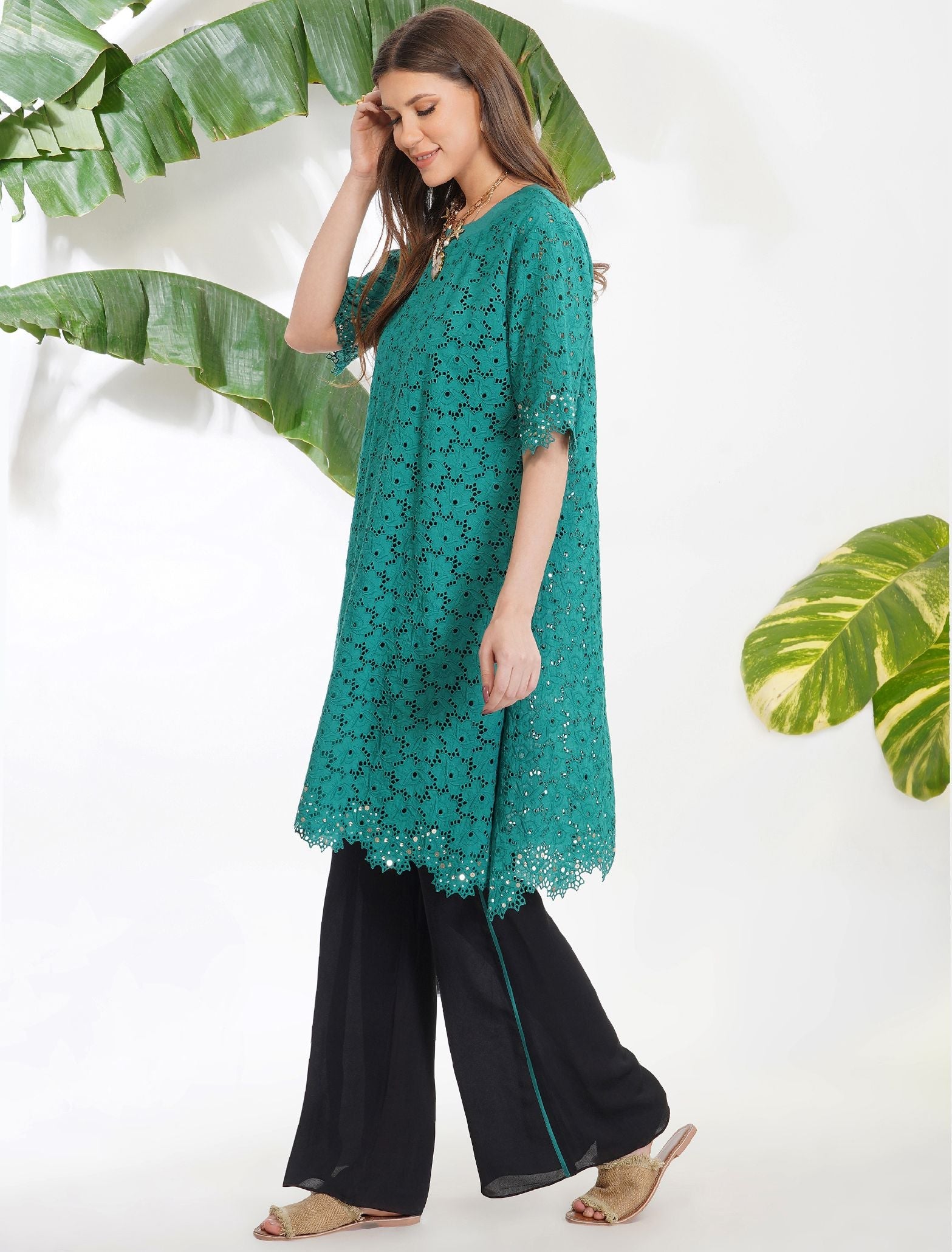 BRODERIE ANGLAISE TUNIC SET by devyanimehrotra.com with at Kamakhyaa for sustainable fashion