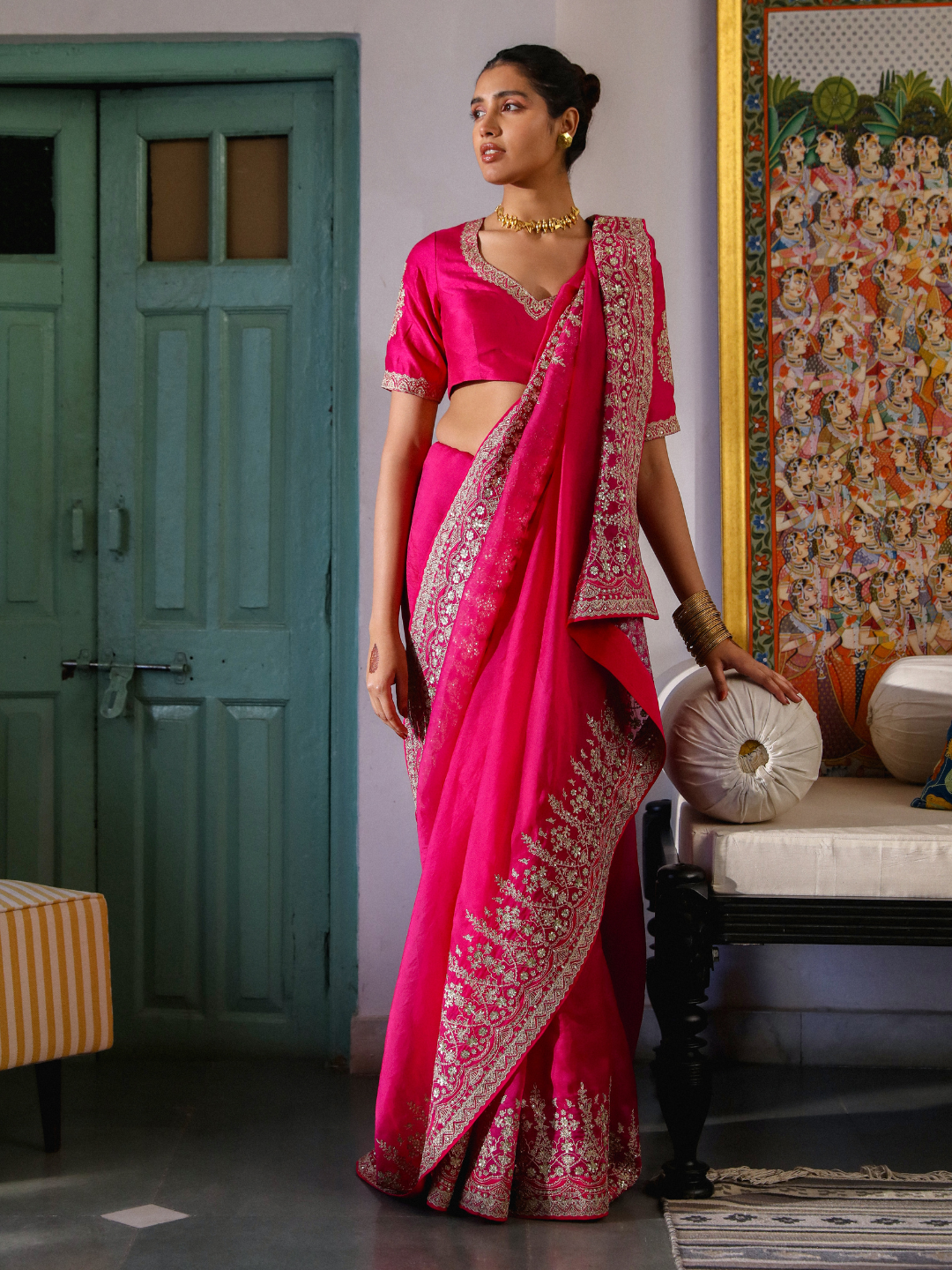 Mohini Saree Set by RoohbyRidhimaa with Large, Medium, Small, X-Large, X-Small at Kamakhyaa for sustainable fashion