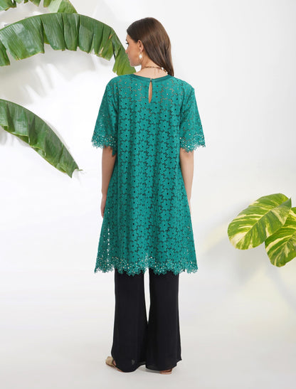 BRODERIE ANGLAISE TUNIC SET by devyanimehrotra.com with at Kamakhyaa for sustainable fashion