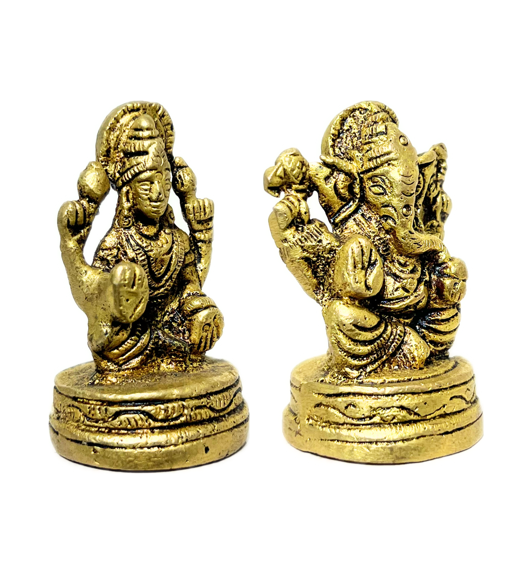 Small Brass Laxmi Ganesh Idol Set – 100% Pure Brass by Aetherea World with God at Kamakhyaa for sustainable fashion