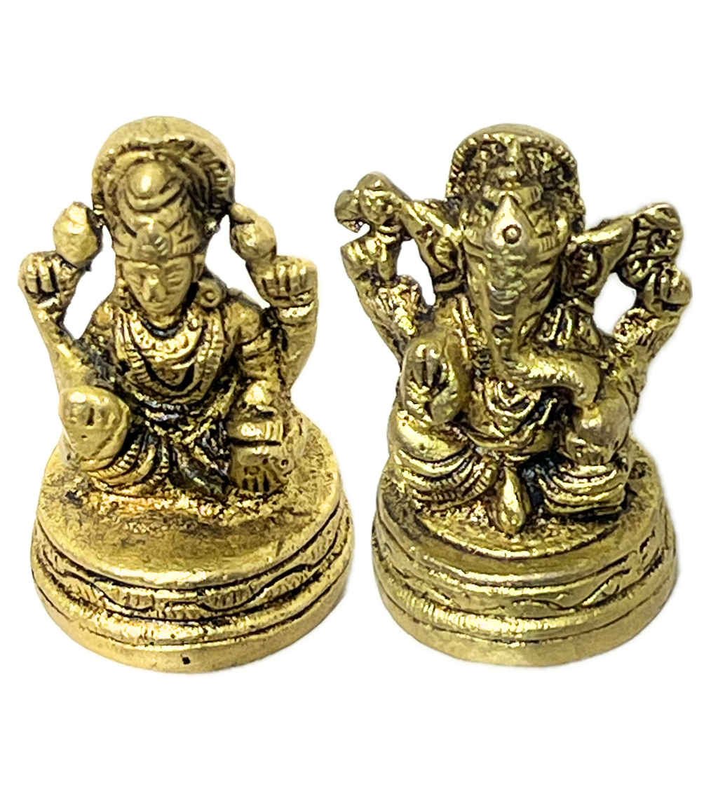Small Brass Laxmi Ganesh Idol Set – 100% Pure Brass by Aetherea World with God at Kamakhyaa for sustainable fashion