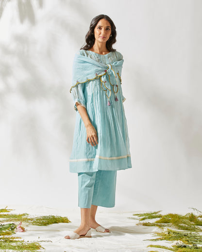 VINTAGE FLIRTY PLEATS TUNIC SET by devyanimehrotra.com with at Kamakhyaa for sustainable fashion