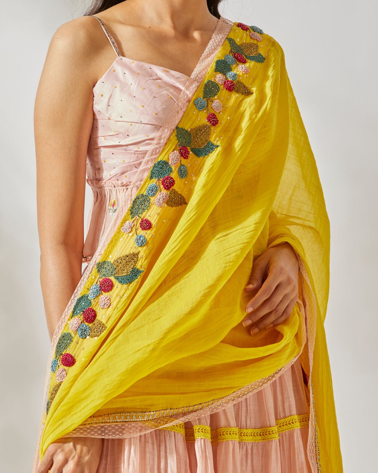 VINTAGE TIERED LEHENGA by devyanimehrotra.com with at Kamakhyaa for sustainable fashion