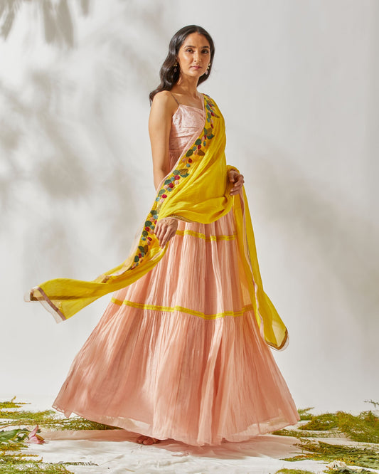 VINTAGE TIERED LEHENGA by devyanimehrotra.com with at Kamakhyaa for sustainable fashion