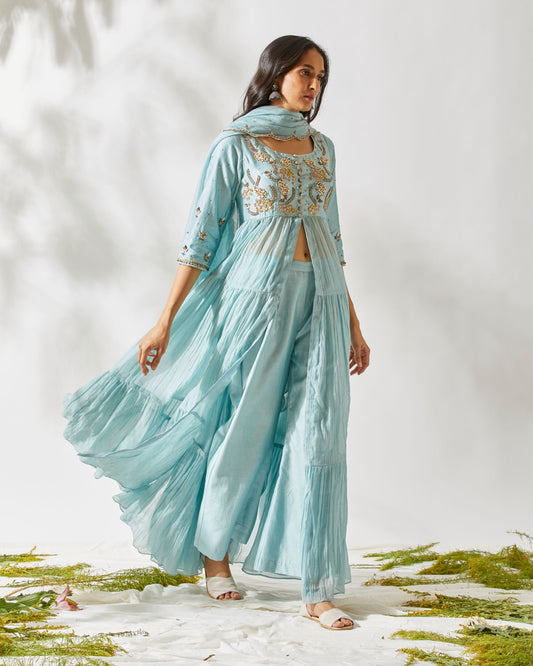 JARDIN TIERED ANARKALI by devyanimehrotra.com with at Kamakhyaa for sustainable fashion