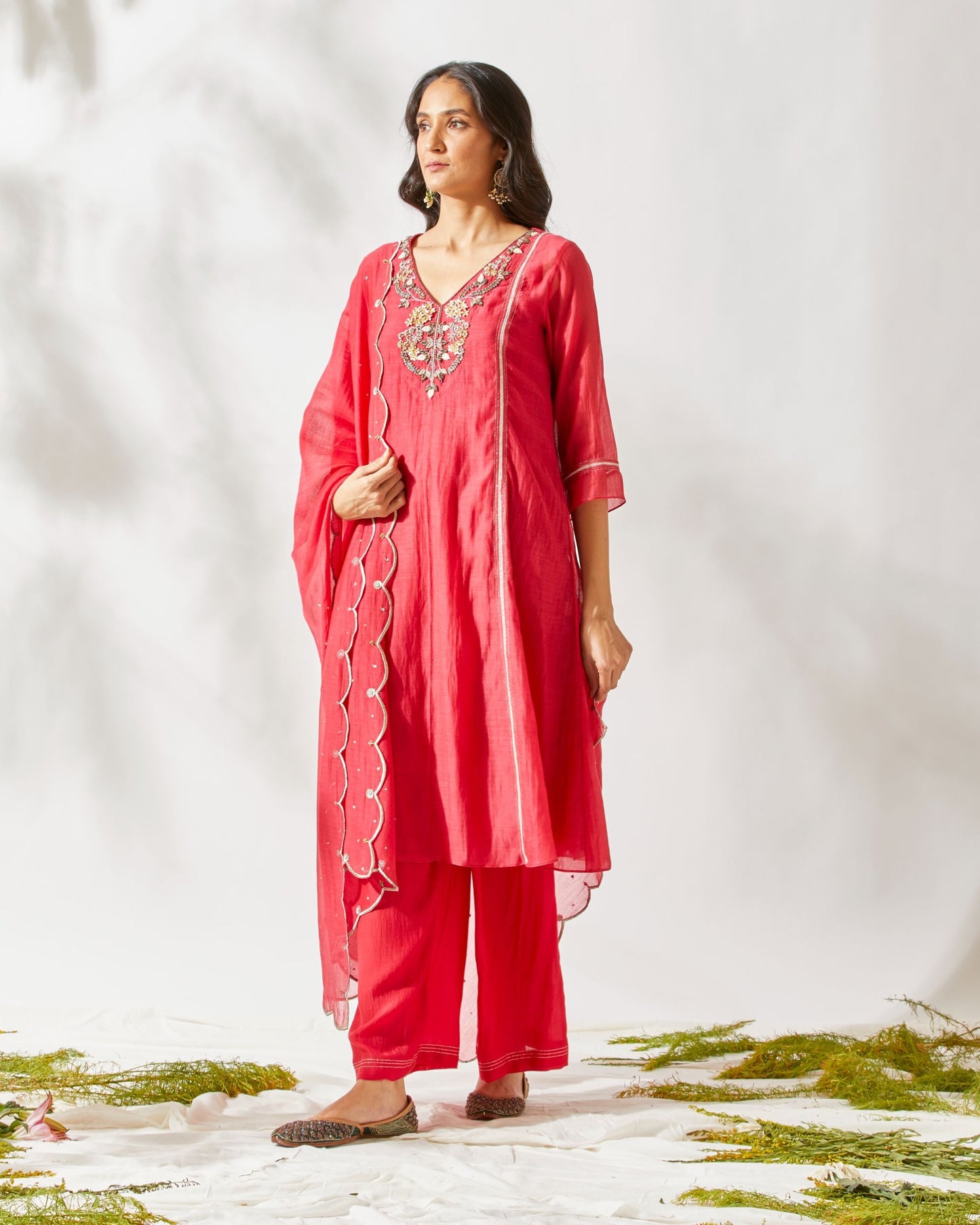 RED JARDIN SUIT by devyanimehrotra.com with at Kamakhyaa for sustainable fashion