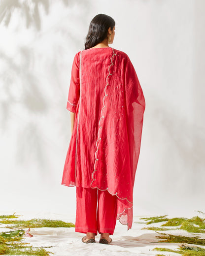 RED JARDIN SUIT by devyanimehrotra.com with at Kamakhyaa for sustainable fashion