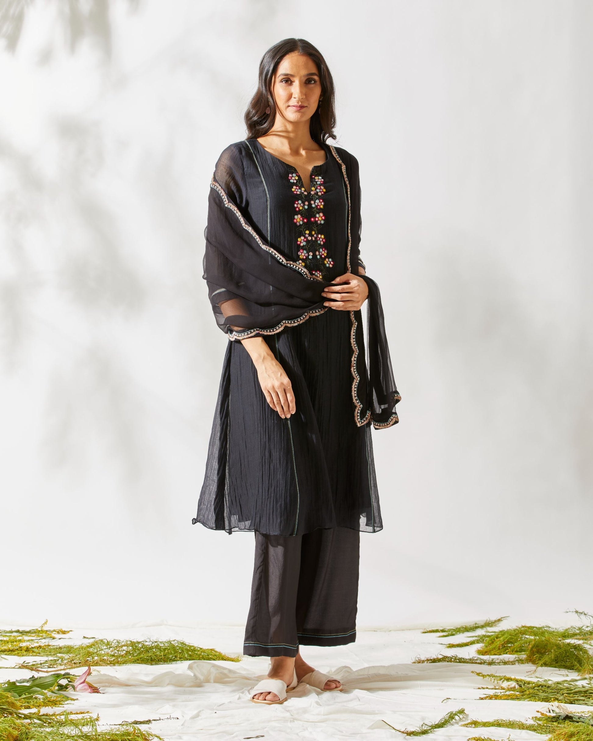 MIRROR WORK SUIT by devyanimehrotra.com with at Kamakhyaa for sustainable fashion