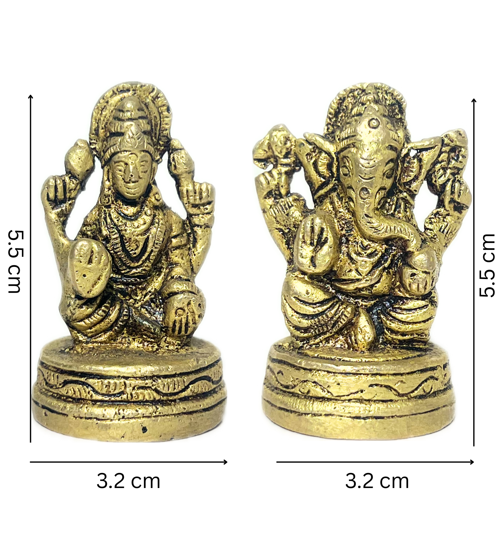 Small Brass Laxmi Ganesh Idol Set – 100% Pure Brass by Aetherea World with God at Kamakhyaa for sustainable fashion