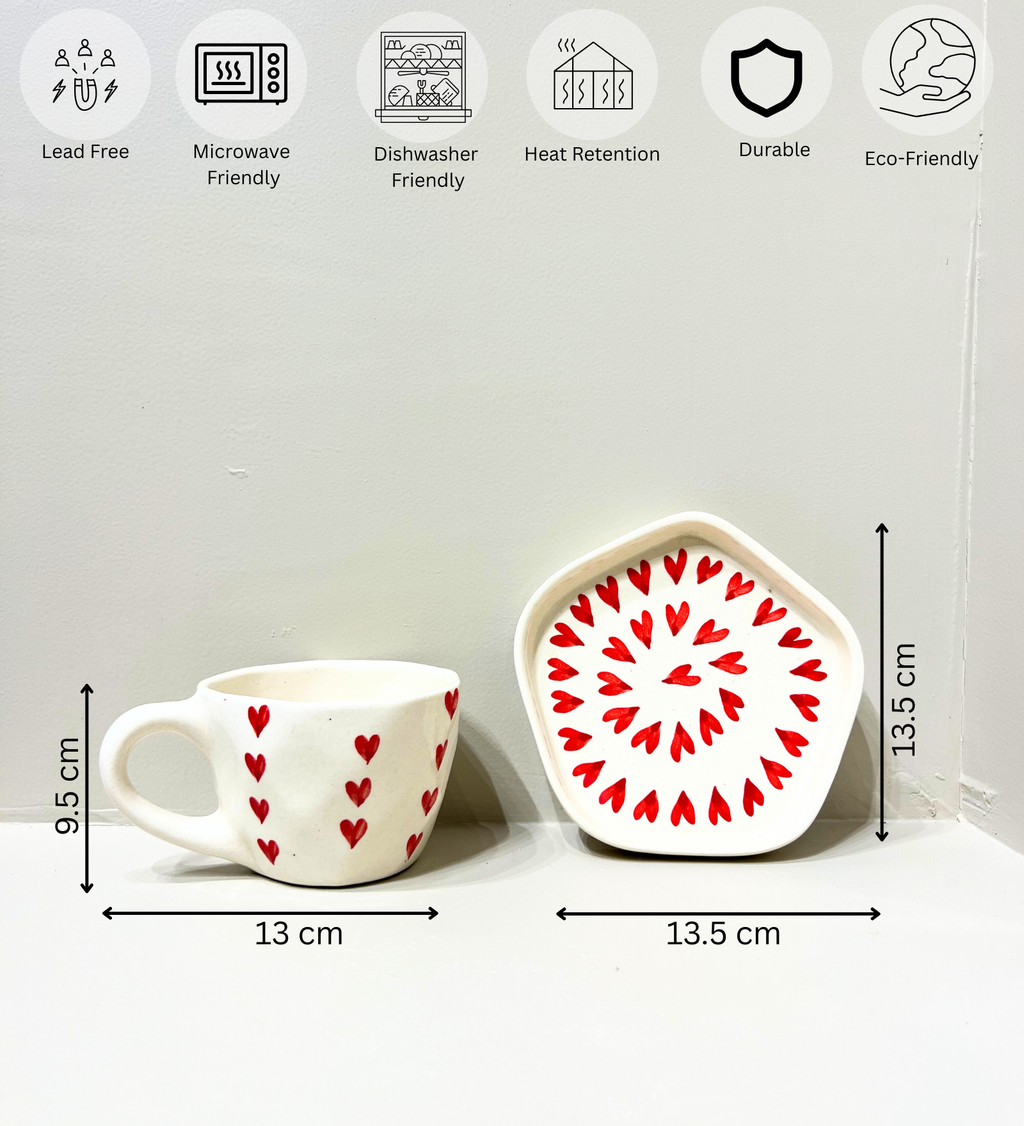 Love Brew – Handcrafted Ceramic Mug & Plate Set by Aetherea World with at Kamakhyaa for sustainable fashion