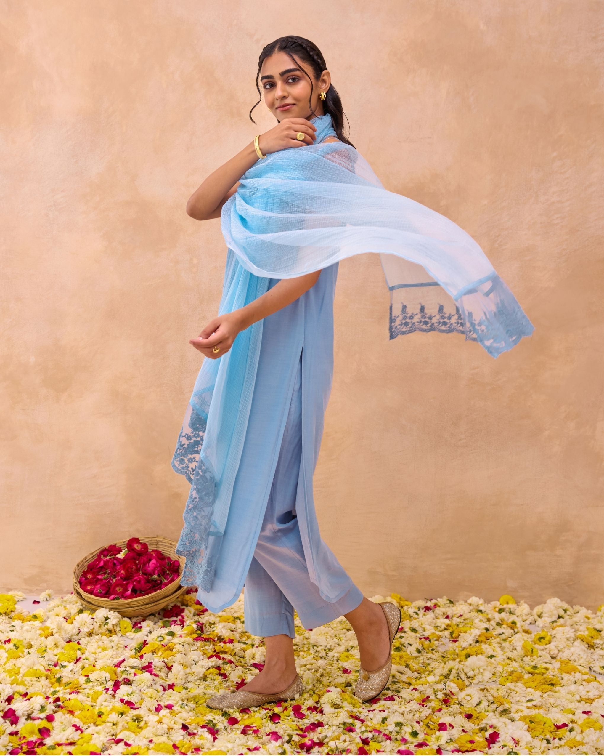 Serene Sky Kurta Set by Taro with Everyday Connection by Taro at Kamakhyaa for sustainable fashion