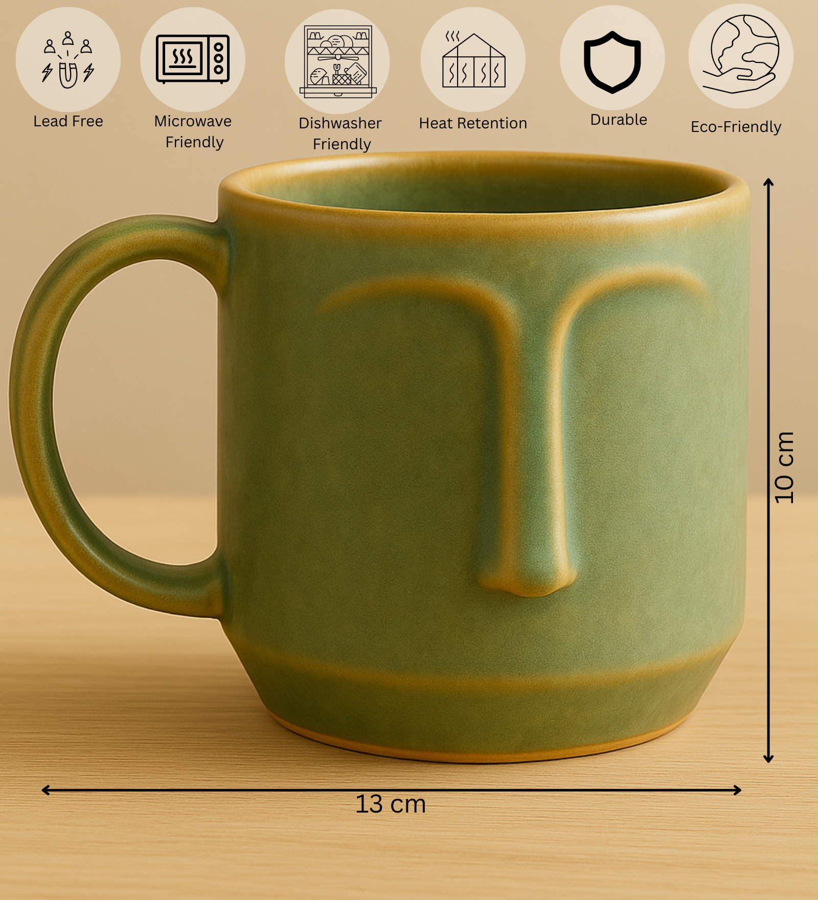 Arto Face Mug – Handmade Ceramic Mug with Abstract Minimalist Design by Aetherea World with at Kamakhyaa for sustainable fashion