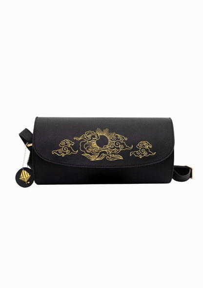 Black Embroidered Duffle Bag by Green Hermitage with Apple Leather, Black, Casual Wear, Duffle Bags, Free Size, Hemp, Lyocell, Recycled, Thread Work Embroidery at Kamakhyaa for sustainable fashion