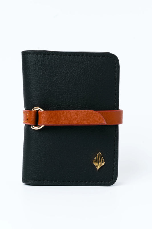 Black Solid Cardholder by Green Hermitage with Black, Cactus Leather, Cardholders, Free Size, Hemp, Lyocell, Office Wear, Recycled, Solids at Kamakhyaa for sustainable fashion