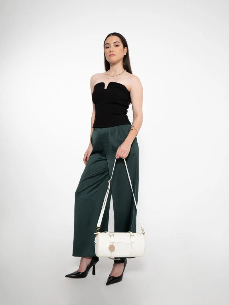 White Solid Duffle Bag by Green Hermitage with Apple Leather, Casual Wear, Duffle Bags, Free Size, Hemp, Lyocell, Recycled, Solids, White at Kamakhyaa for sustainable fashion