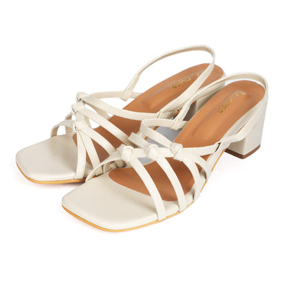 Cream Knot Heels by Ek Agga with heels, stylish at Kamakhyaa for sustainable fashion