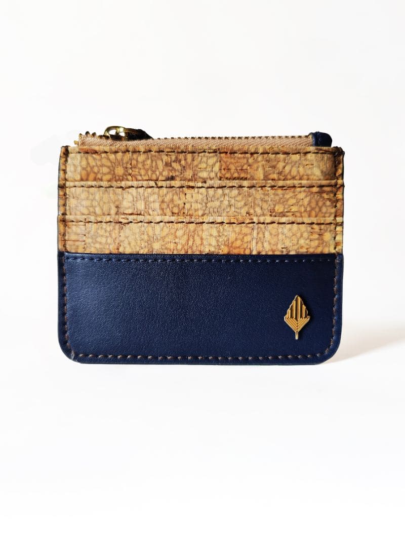 Blue Casual Wear Cardholder by Green Hermitage with Apple Leather, Blue, Cardholders, Casual Wear, Cork, Free Size, Hemp, Lyocell, Recycled, Textured at Kamakhyaa for sustainable fashion