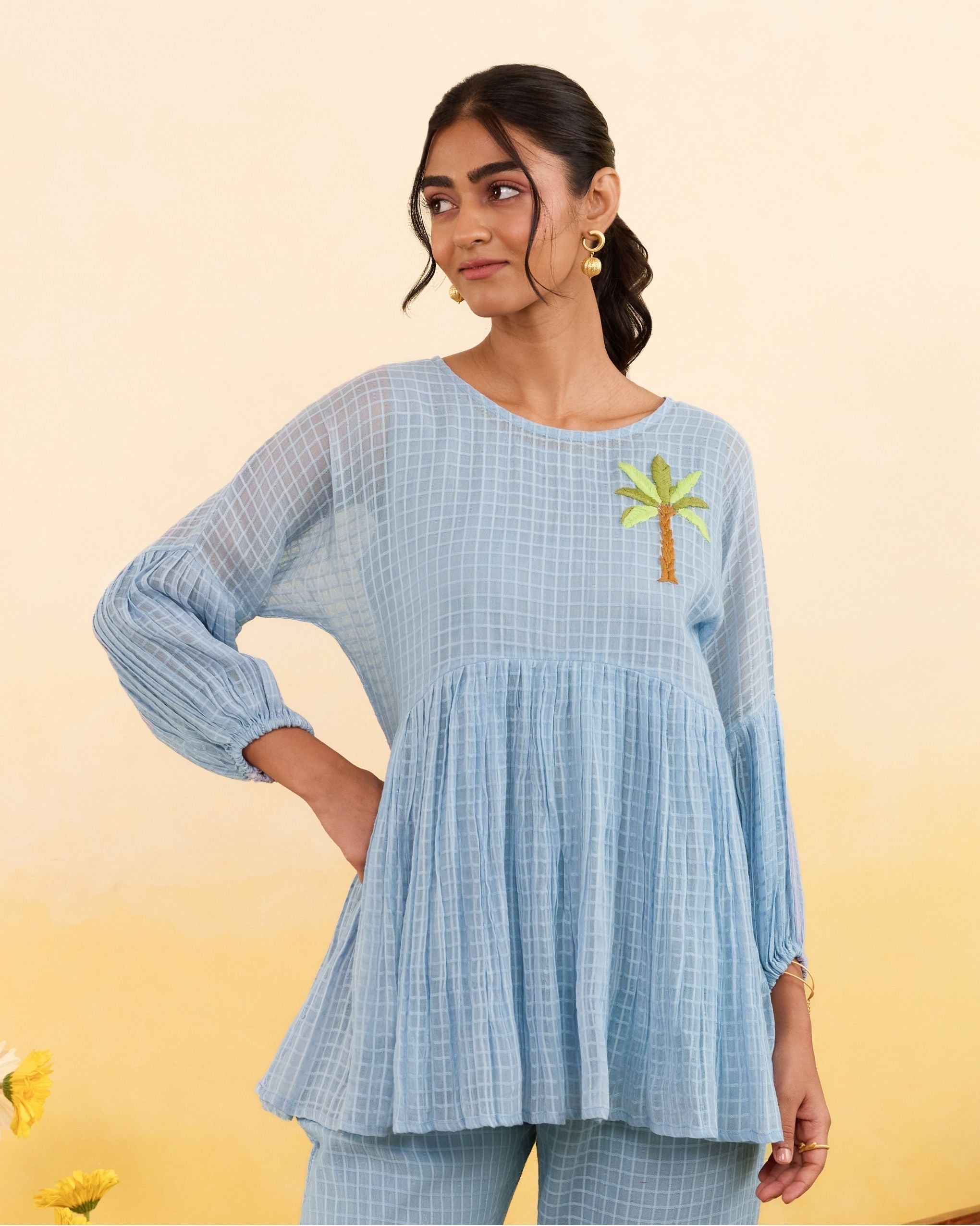 Sky Grid Top by Taro India with at Kamakhyaa for sustainable fashion