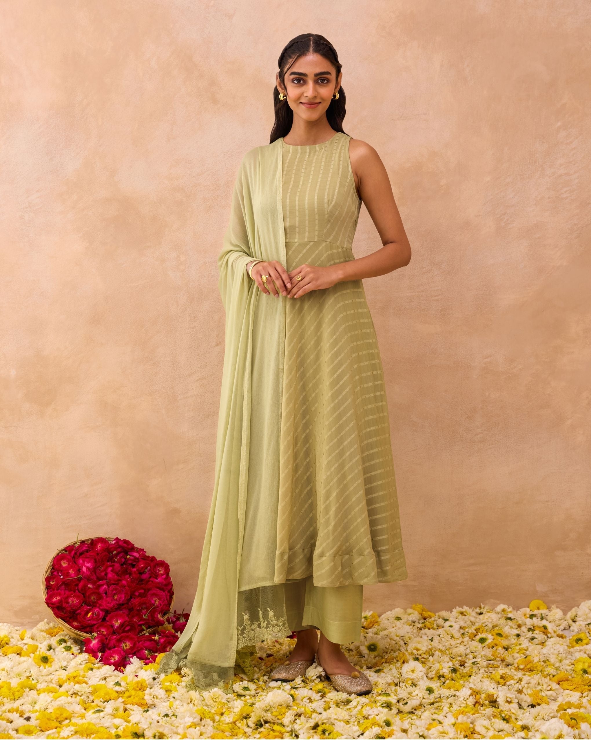 Olive Mist Kurta Set by Taro India with at Kamakhyaa for sustainable fashion