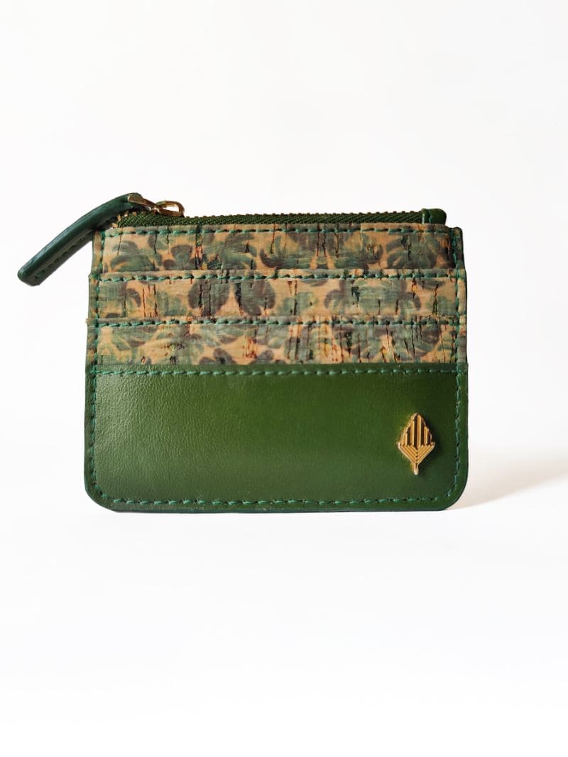 Green Floral Print Cardholder by Green Hermitage with Cactus Leather, Cardholders, Casual Wear, Floral Prints, Free Size, Green, Hemp, Lyocell, Recycled at Kamakhyaa for sustainable fashion