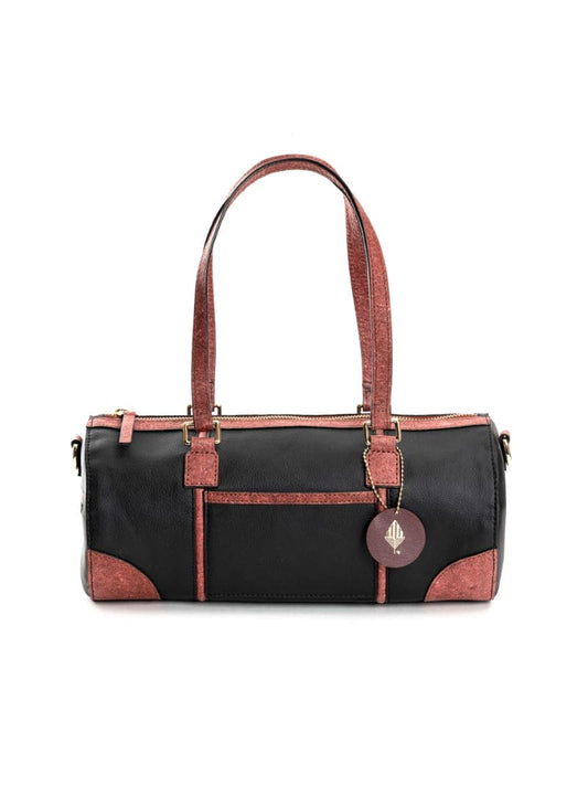 Black Solid Duffle Bag by Green Hermitage with Black, Cactus Leather, Casual Wear, Coconut Leather, Duffle Bags, Free Size, Hemp, Lyocell, Recycled, Solids at Kamakhyaa for sustainable fashion