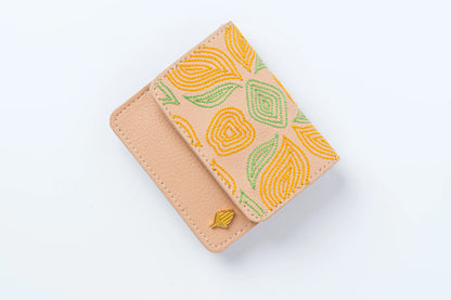 Beige Embroidered Cardholder by Green Hermitage with Beige, Cactus Leather, Cardholders, Embroidered, Evening Wear, Free Size, Hemp, Lyocell, Recycled at Kamakhyaa for sustainable fashion