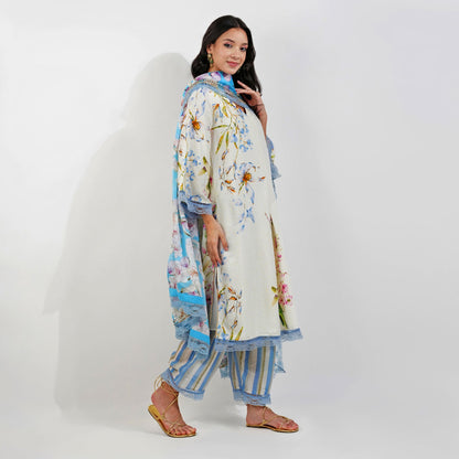 Summer Floral Kurta Set by devyanimehrotra.com with KURTA SETS, PRINTED KURTA, STRAIGHT KURTA at Kamakhyaa for sustainable fashion