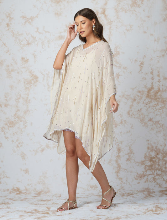 SEQUINNED KAFTAN WITH SHORTS by devyanimehrotra.com with at Kamakhyaa for sustainable fashion