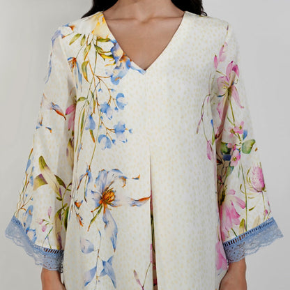 Summer Floral Kurta Set by devyanimehrotra.com with KURTA SETS, PRINTED KURTA, STRAIGHT KURTA at Kamakhyaa for sustainable fashion