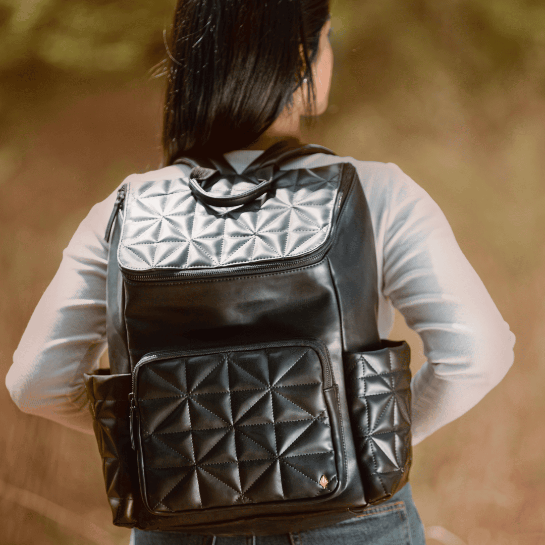 Elm Black Vegan Leather Backpack by Green Hermitage with SS25 at Kamakhyaa for sustainable fashion