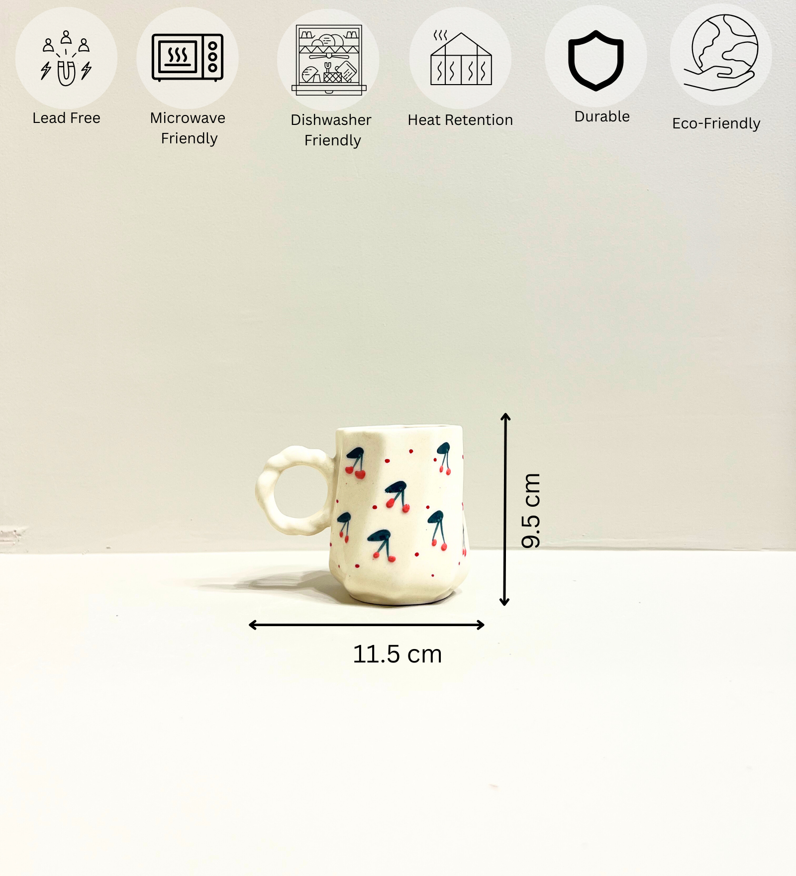 Cherry Pop Handmade Ceramic Mug – Quirky, Playful & Perfectly Imperfect by Aetherea World with at Kamakhyaa for sustainable fashion