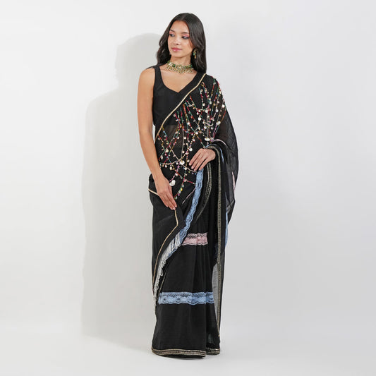 Shabby Chic Saree by devyanimehrotra.com with embroidered saree, saree, summer saree at Kamakhyaa for sustainable fashion