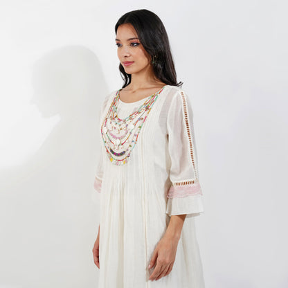 Flirty Pleats Shabby-Chic Kurta Set by devyanimehrotra.com with KURTA SETS, PRINTED KURTA at Kamakhyaa for sustainable fashion