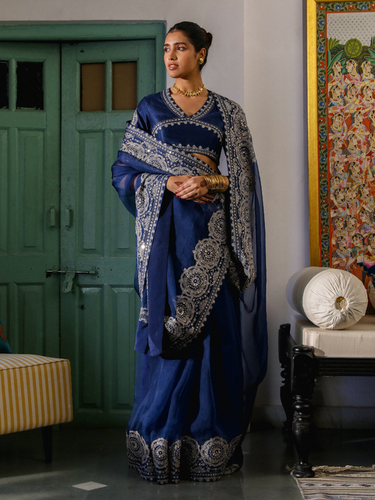 Anadh Saree Set by RoohbyRidhimaa with Large, Medium, Small, X-Large, X-Small at Kamakhyaa for sustainable fashion