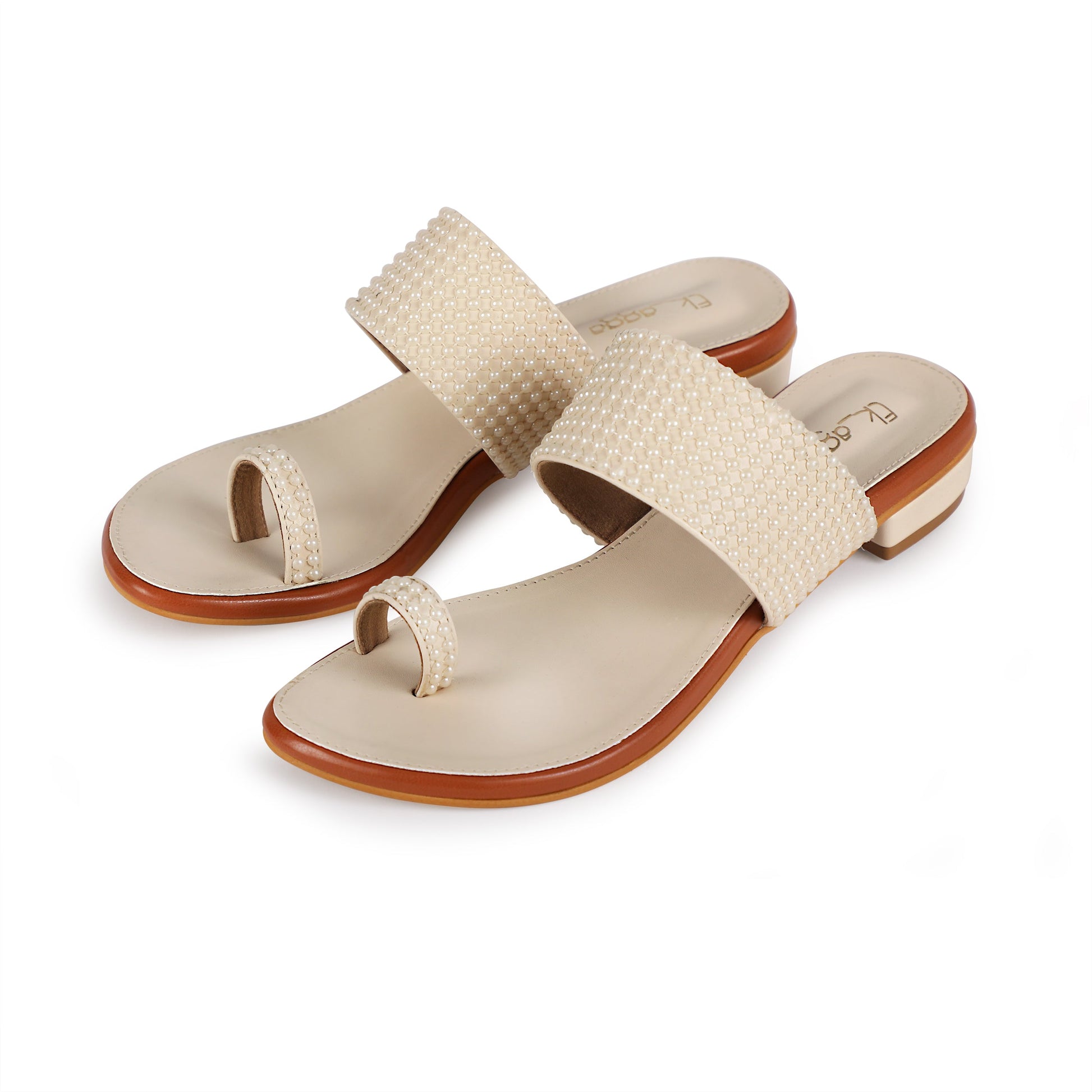 Pearl Sliders by Ek Agga with embroidered, heels, stylish at Kamakhyaa for sustainable fashion