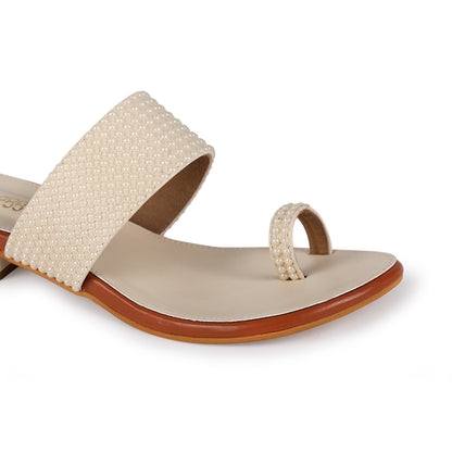 Pearl Sliders by Ek Agga with embroidered, heels, stylish at Kamakhyaa for sustainable fashion