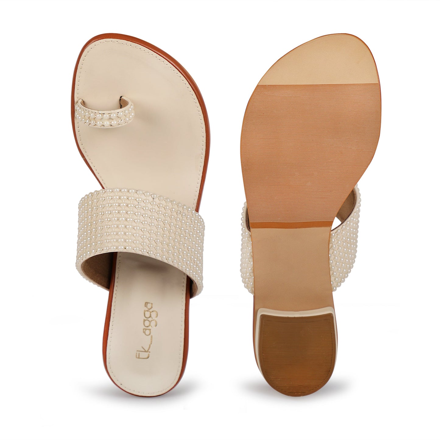 Pearl Sliders by Ek Agga with embroidered, heels, stylish at Kamakhyaa for sustainable fashion