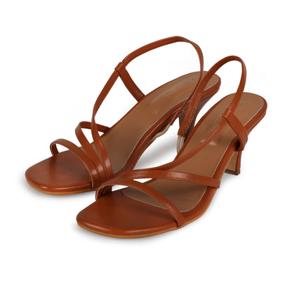 Multi Strap Heels Tan by Ek Agga with heels, stylish, Tan at Kamakhyaa for sustainable fashion