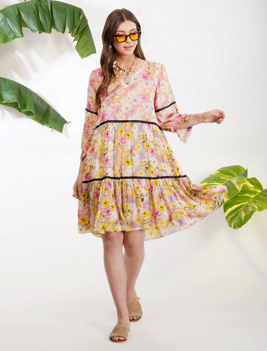 SUMMER PRINT TIERED DRESS by devyanimehrotra.com with at Kamakhyaa for sustainable fashion