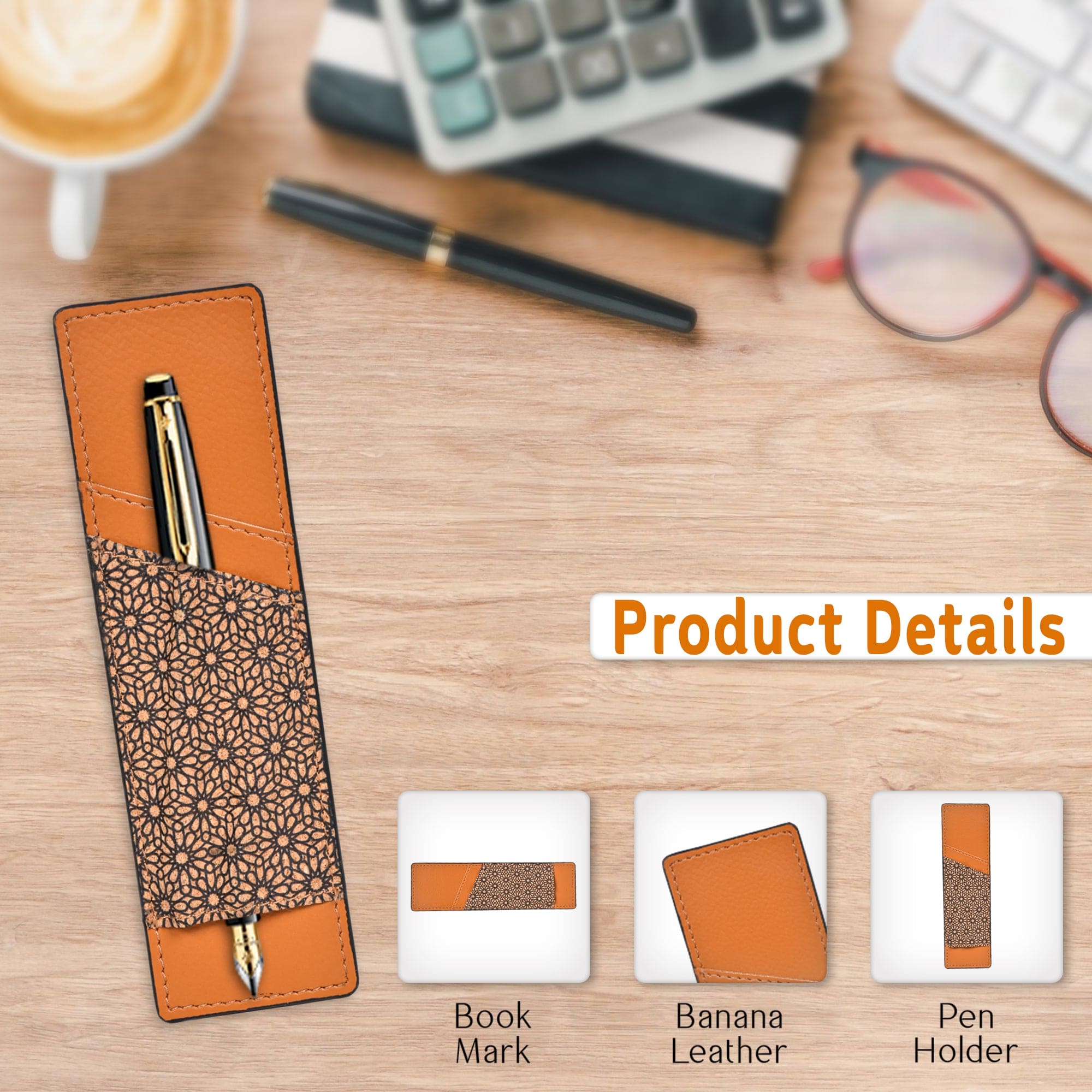 Handcrafted, Vegan Leather Pen Holder - Tan by Green Hermitage with Accents & Accessories, Corporate Products & Travel Accessories by Green Hermitage at Kamakhyaa for sustainable fashion