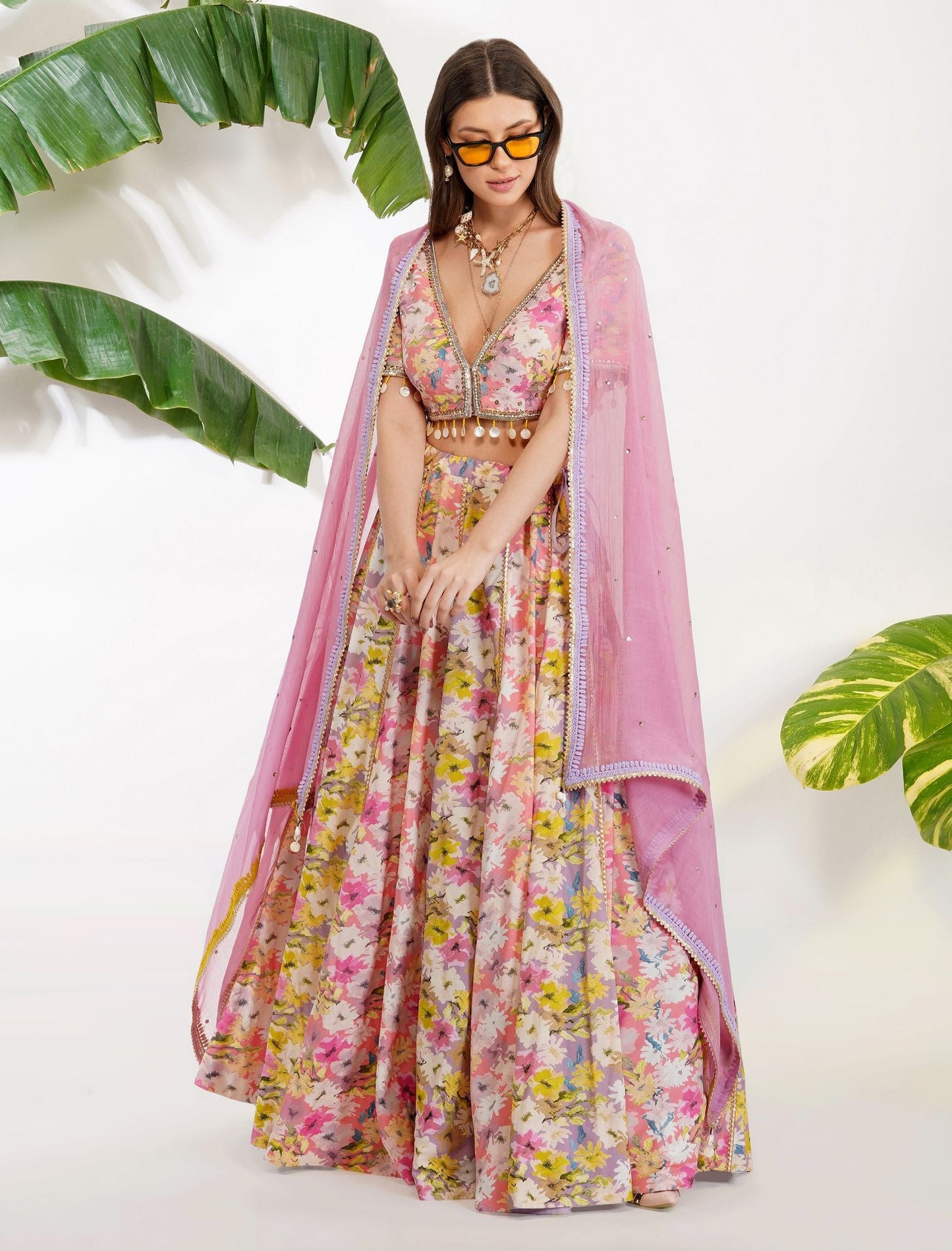 SUMMER PRINT LEHENGA SET by devyanimehrotra.com with at Kamakhyaa for sustainable fashion