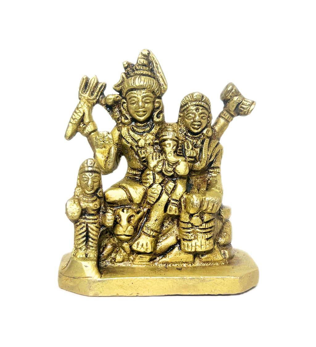Shiv Parivar Idol Set 100% Pure Brass – Antique Finish by Aetherea World with God at Kamakhyaa for sustainable fashion