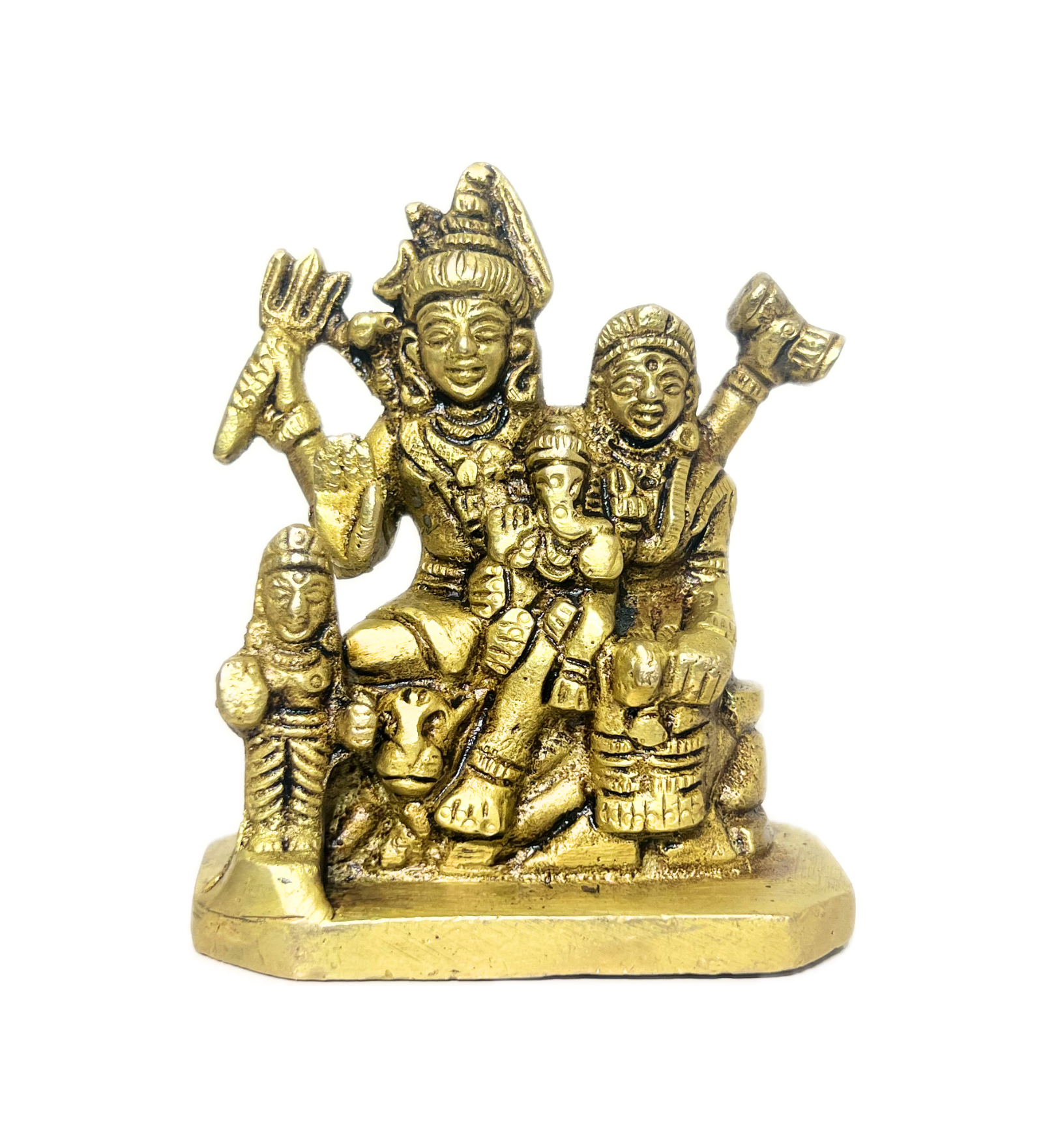 Shiv Parivar Idol Set 100% Pure Brass – Antique Finish by Aetherea World with God at Kamakhyaa for sustainable fashion