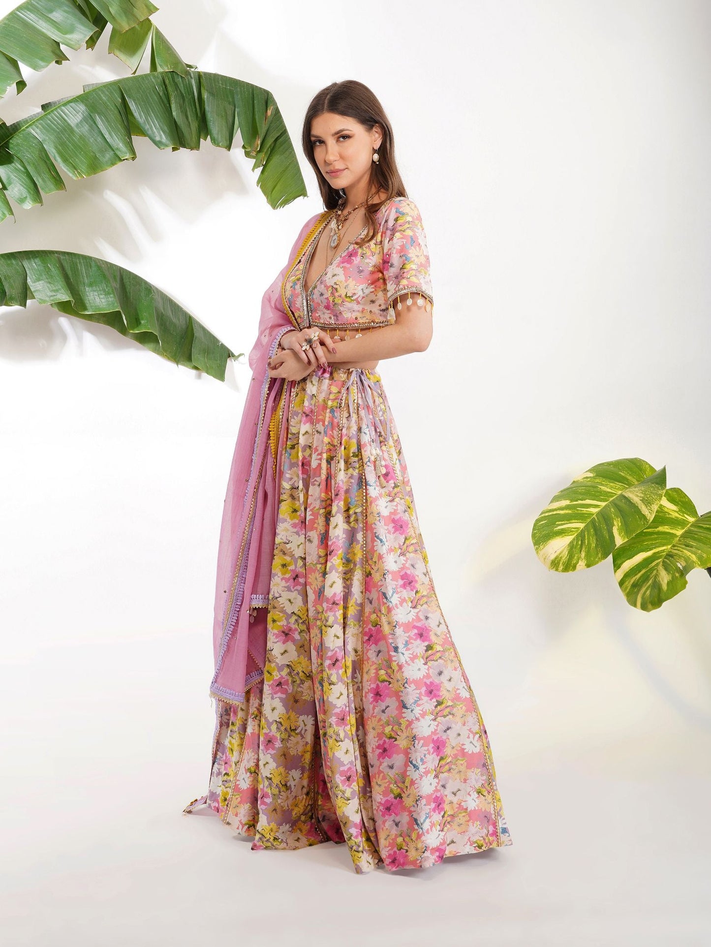 SUMMER PRINT LEHENGA SET by devyanimehrotra.com with at Kamakhyaa for sustainable fashion