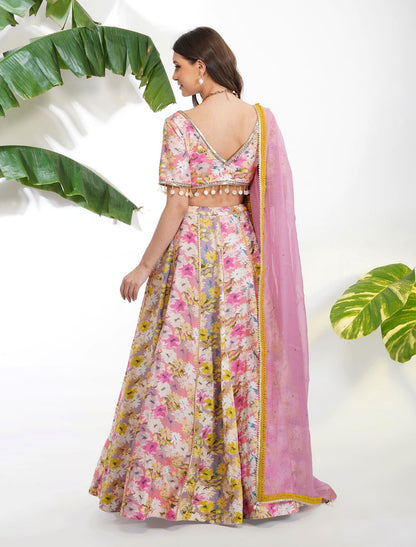 SUMMER PRINT LEHENGA SET by devyanimehrotra.com with at Kamakhyaa for sustainable fashion