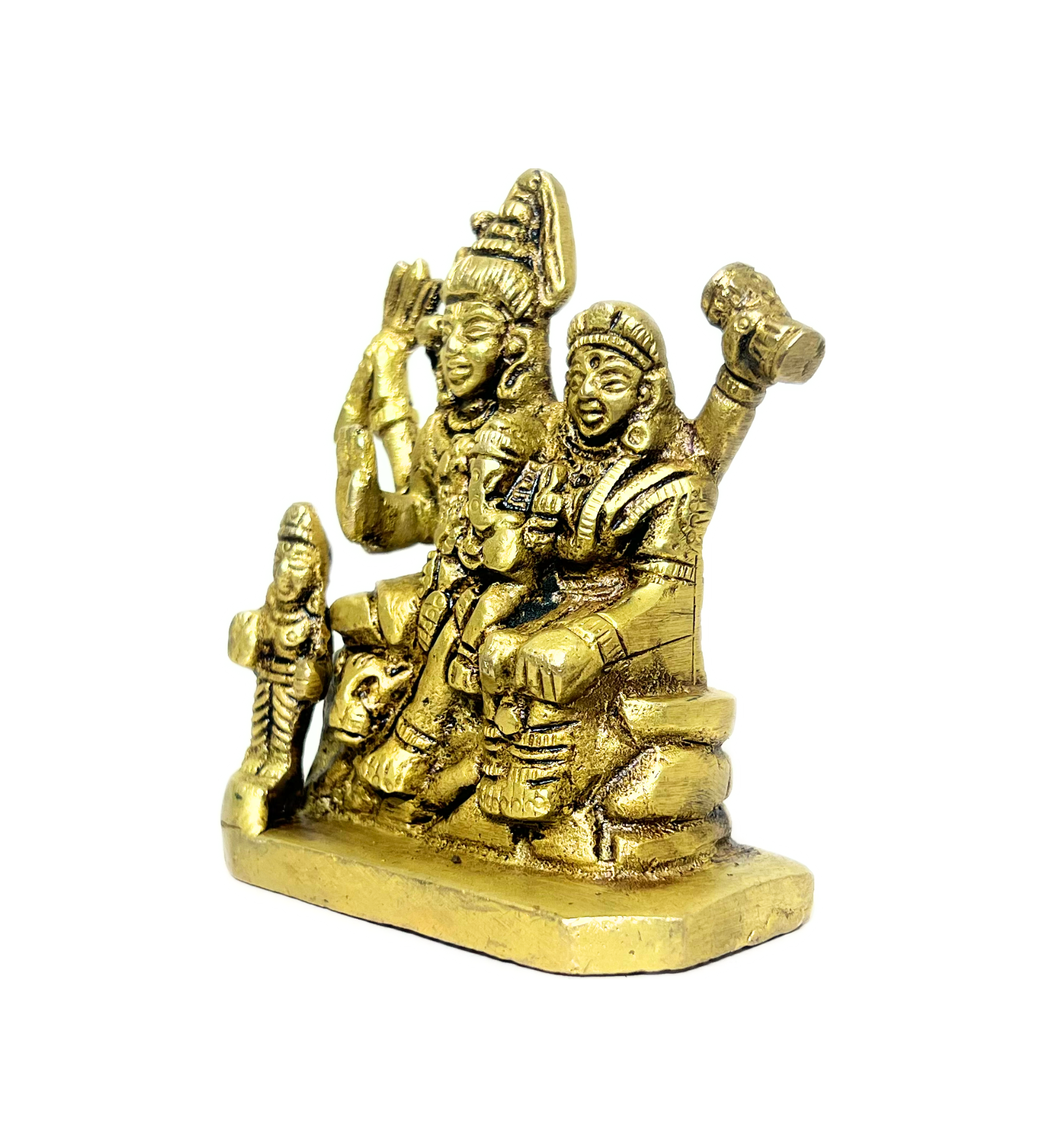 Shiv Parivar Idol Set 100% Pure Brass – Antique Finish by Aetherea World with God at Kamakhyaa for sustainable fashion