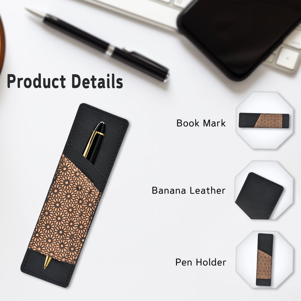 Handcrafted, Vegan Leather Pen Holder - Black by Green Hermitage with Accents & Accessories, Corporate Products & Travel Accessories by Green Hermitage at Kamakhyaa for sustainable fashion