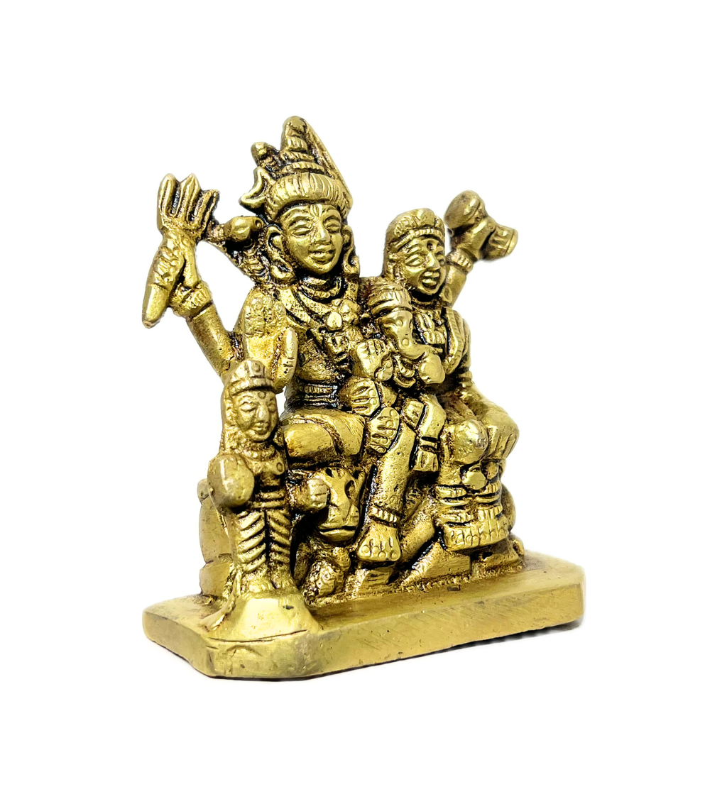 Shiv Parivar Idol Set 100% Pure Brass – Antique Finish by Aetherea World with God at Kamakhyaa for sustainable fashion