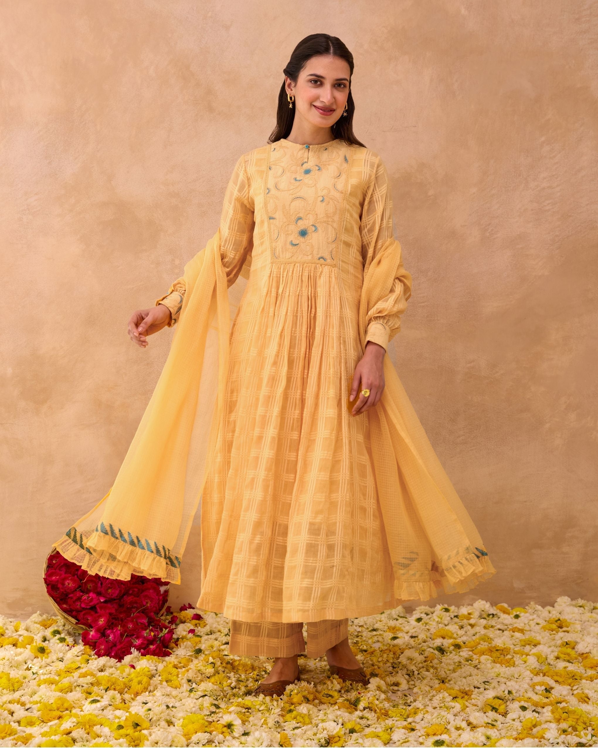 Marigold Muse Kurta Set by Taro India with at Kamakhyaa for sustainable fashion