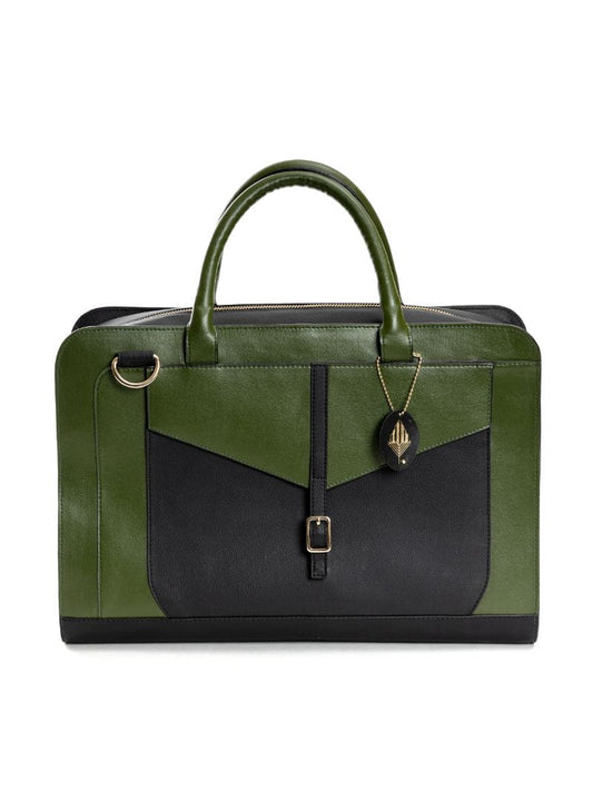 Green Office Wear Laptop Bag by Green Hermitage with Cactus Leather, Free Size, Green, Hemp, Laptop Bags, Lyocell, Office Wear, Recycled, Solids at Kamakhyaa for sustainable fashion